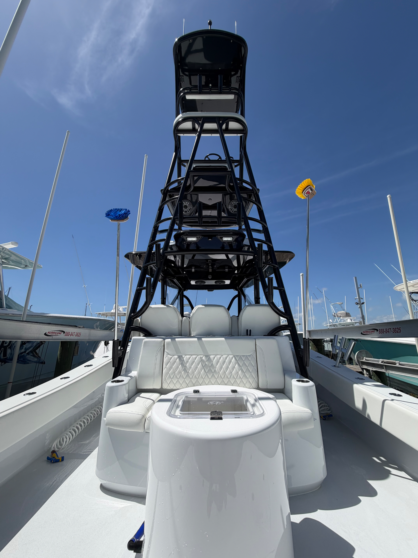 Center console tower boat after detailing